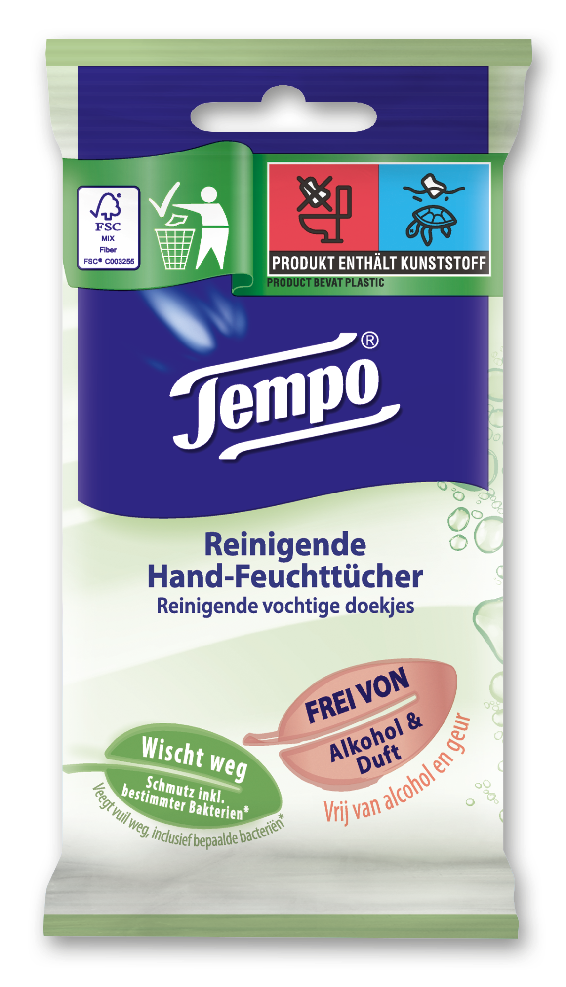 10er Pack Tempo fresh to go Pure 10 pH-neutrale Feuchttücher